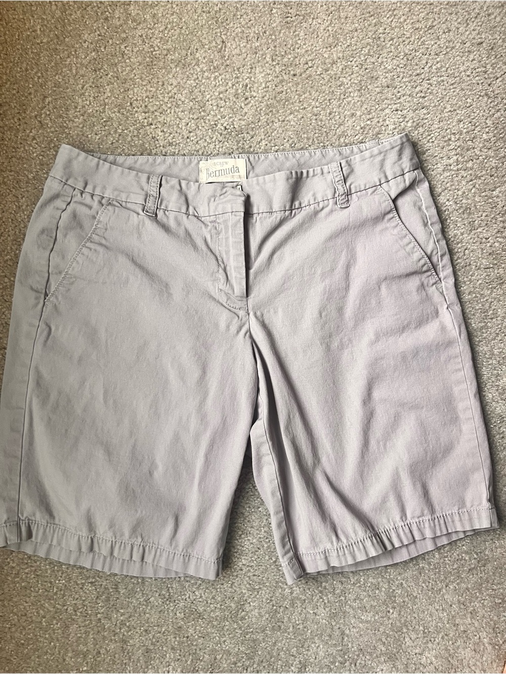 J Crew Women's Light Gray Bermuda Shorts with Classic Waistband